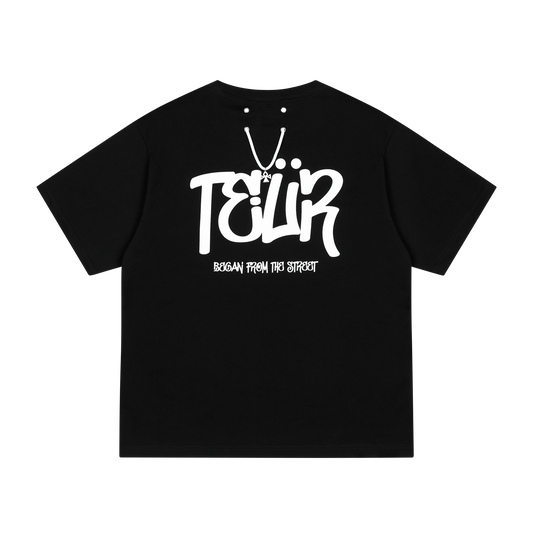 TEUR basic graphic short sleeves-Black